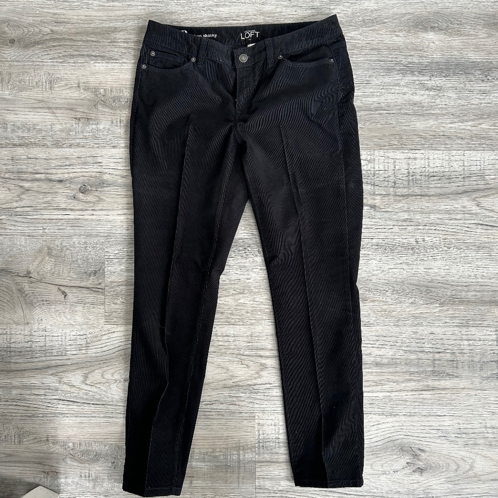 Ann‎ Taylor Loft Black Moderan Skinny Corduroy Pants Sz 8P